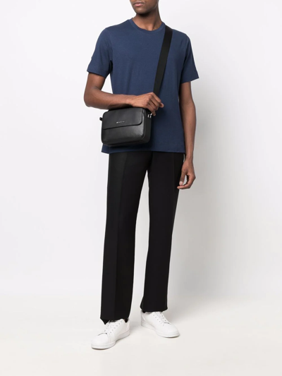 Michael Kors Textured Cow Leather Messenger Bag In Schwarz