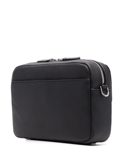 Michael Kors Textured Cow Leather Messenger Bag In Schwarz