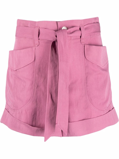 Shop Rag & Bone High-waisted Belted Shorts In Rosa