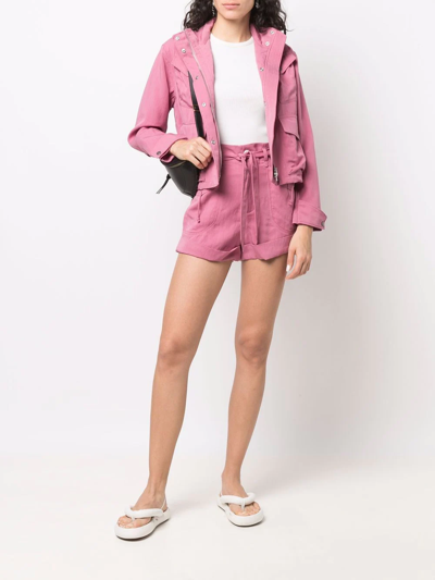 Shop Rag & Bone High-waisted Belted Shorts In Rosa
