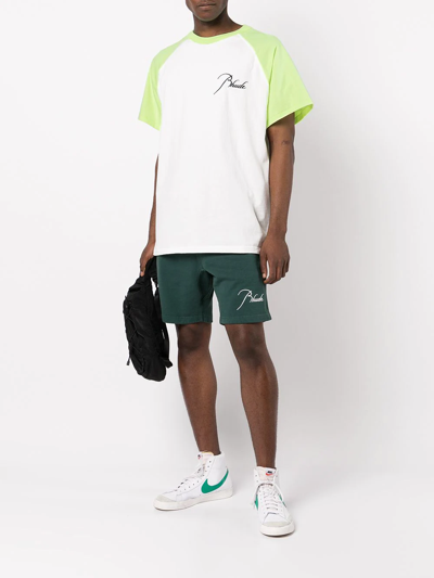 Shop Rhude Logo-embroidered Track Shorts In Green