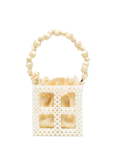 Shop 0711 Tekla Pearl-caged Mini Bag In Yellow
