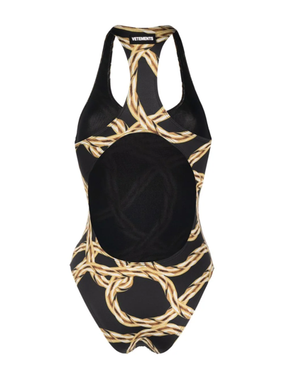 Shop Vetements Chain-link Print Swimsuit In Schwarz