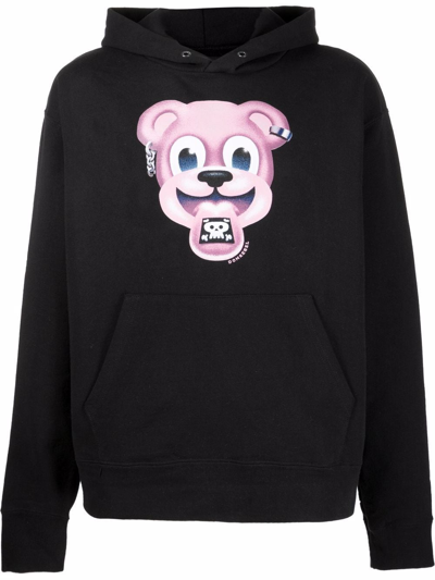 Shop Domrebel Cartoon-print Cotton Hoodie In Schwarz