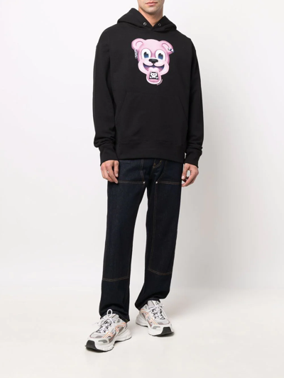 Domrebel Trippy Graphic-print Pullover Hoodie In Schwarz