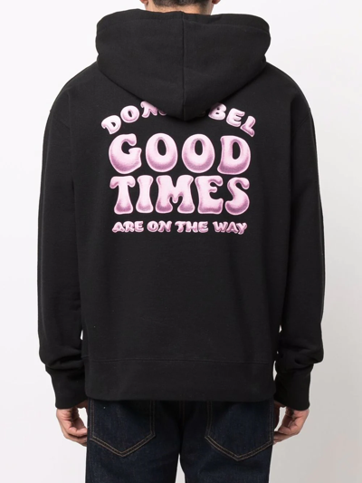 Domrebel Trippy Graphic-print Pullover Hoodie In Schwarz