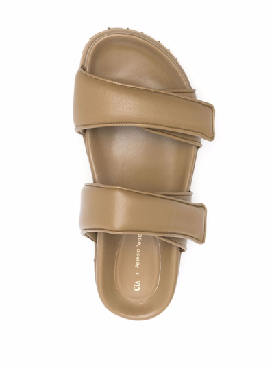 Shop Gia Borghini X Pernille Teisbaek Touch-strap Flat Sandals In Grün
