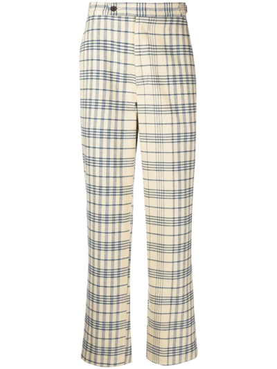 Shop Bode Checked Straight-leg Trousers In Gelb
