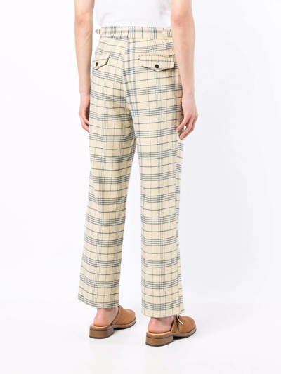 Shop Bode Checked Straight-leg Trousers In Gelb