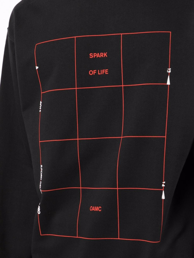 Shop Oamc Grid Crew Neck Sweatshirt In Schwarz