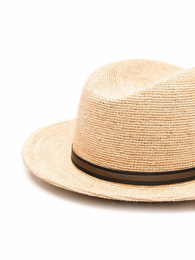 Shop Borsalino Interwoven Traveller Hat In Nude