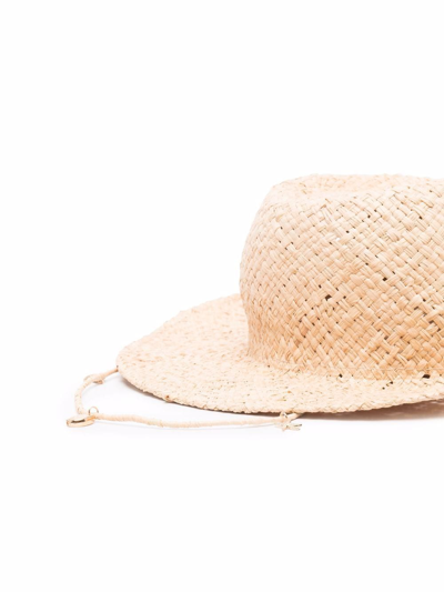 Shop Ruslan Baginskiy Woven Straw Fedora Hat In Nude