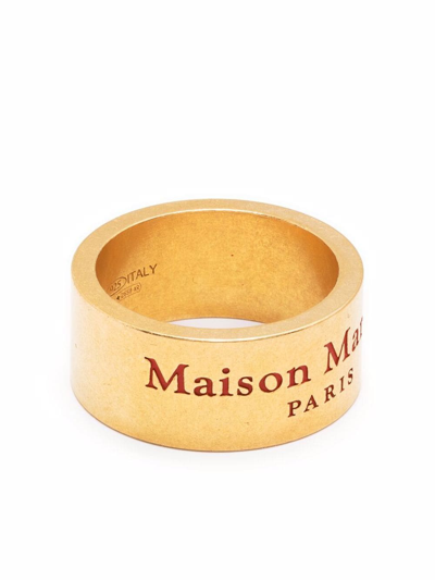 Shop Maison Margiela Logo-engraved Gold-tone Ring