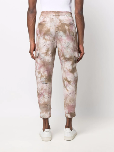 Shop Emporio Armani Tie-dye Logo Track Pants In Braun