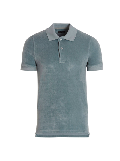 Shop Tom Ford 'towelling' Polo Shirt In Gray