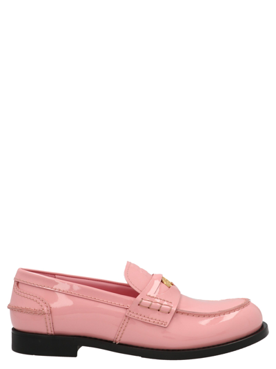 Shop Miu Miu Brushed Leather Loafers In Pink