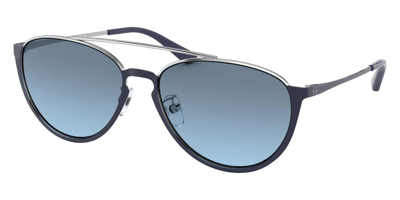 Shop Tory Burch Grey Blue Gradient Aviator Ladies Sunglasses Ty6075 32848f 58 In Blue,grey