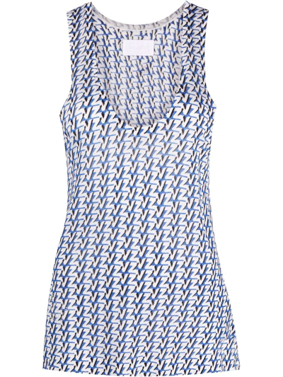 Zadig & Voltaire Lee Brand Pattern Linen-blend Top In Blau