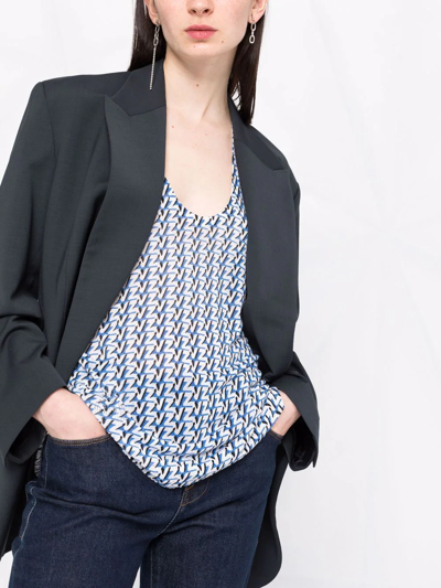 Zadig & Voltaire Lee Brand Pattern Linen-blend Top In Blau