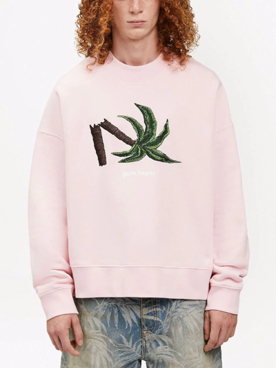 Shop Palm Angels Broken Palm Print T-shirt In Pink