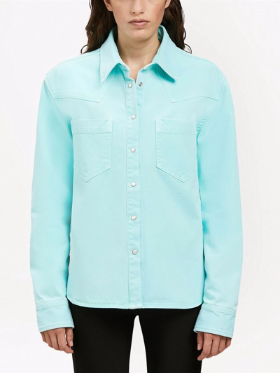 Palm Angels Button-front Shirt Jacket In Green
