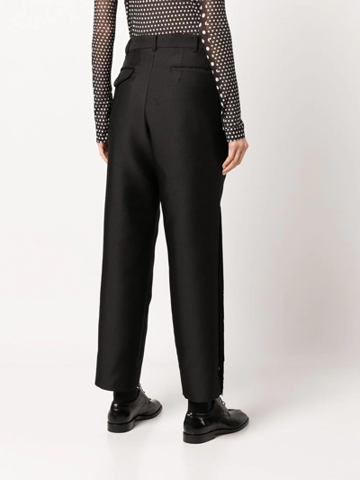 Comme Des Garçons Fringed Straight-leg Tailored Trousers In Schwarz