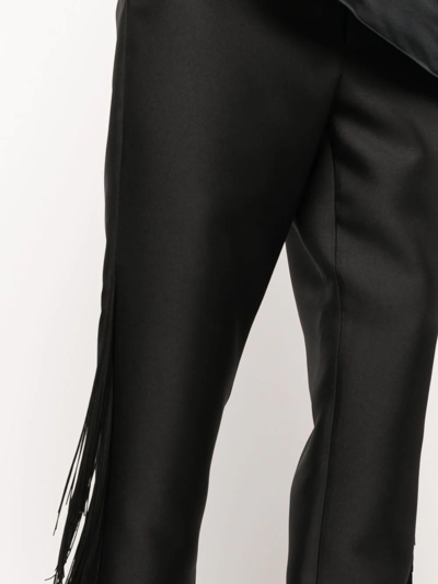 Comme Des Garçons Fringed Straight-leg Tailored Trousers In Schwarz