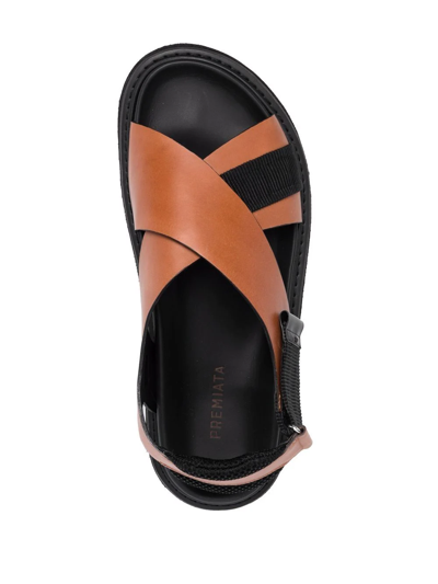 Shop Premiata Crossover-strap Sandals In Brown