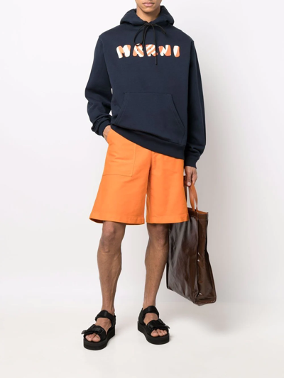 Shop Marni Knee-length Cotton Shorts In Orange