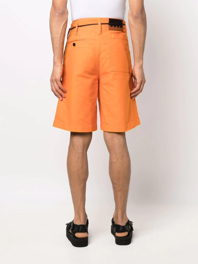 Marni Knee-length Cotton Shorts In Orange