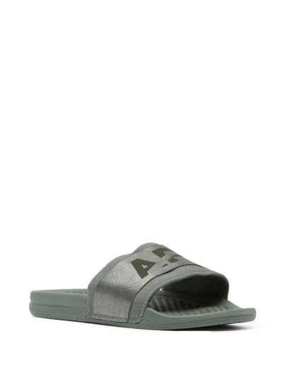 Shop Apl Athletic Propulsion Labs Embroidered-logo Slides In Green