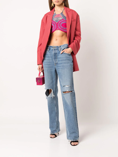 Shop Etro Chunky Knitted Bralette Top In Rosa