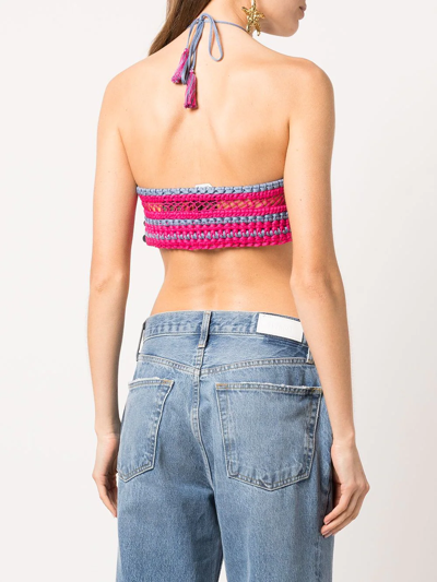 Shop Etro Chunky Knitted Bralette Top In Rosa