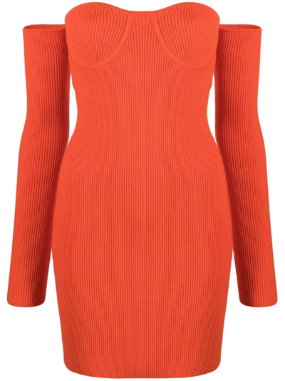 Shop Helmut Lang Contour Sweetheart-neck Mini Dress In Red