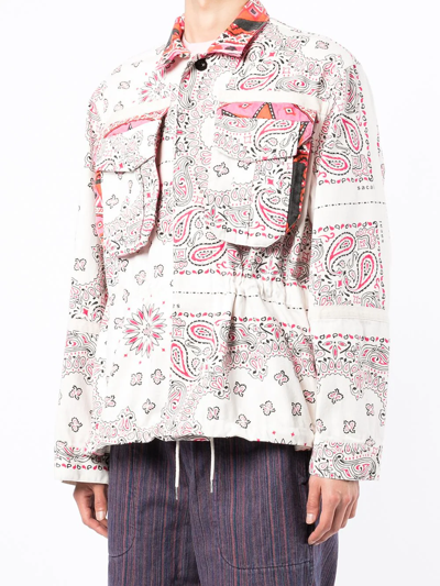 Sacai Paisley-print Shirt Jacket In White