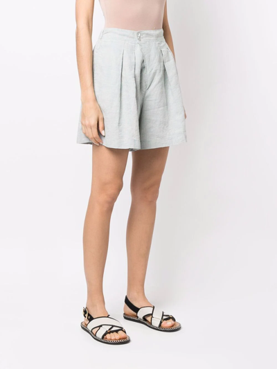 Shop Forte Forte Tweed High-waisted Shorts In Blau