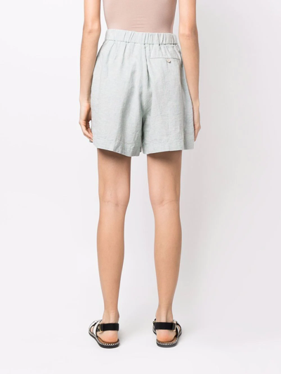 Shop Forte Forte Tweed High-waisted Shorts In Blau