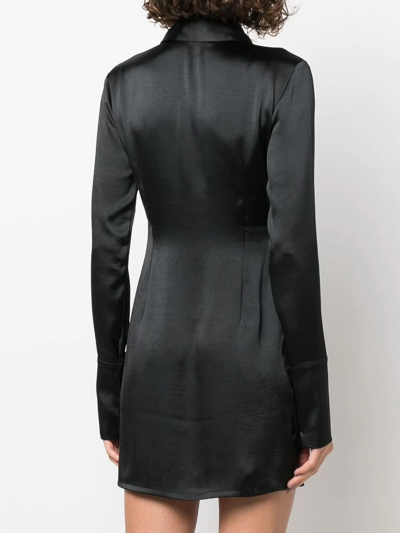 Shop The Andamane Ginevra Satin Mini Shirt Dress In Schwarz