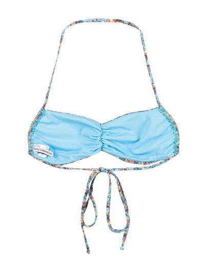 Shop Sian Swimwear Halle Tweed-print Bikini Top In Blau