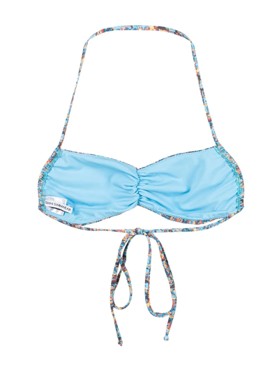 Sian Swimwear Halle Tweed-print Bikini Top In Blau