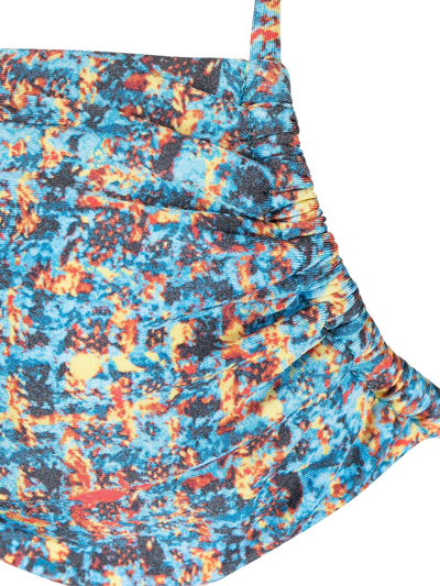 Shop Sian Swimwear Halle Tweed-print Bikini Top In Blau