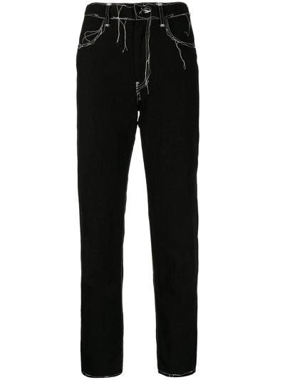 Shop Y's Contrast-stitch Jeans In Schwarz