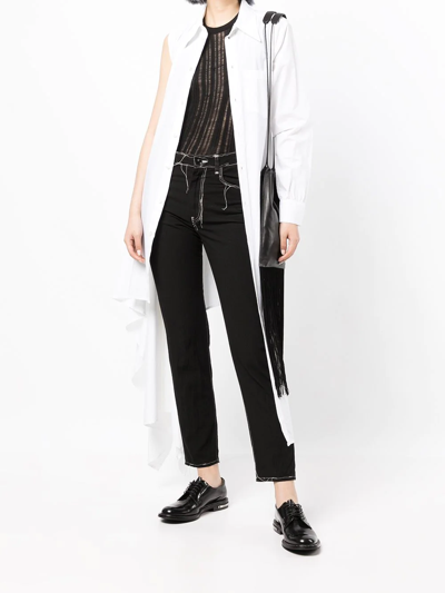 Y's Contrast-stitch Jeans In Schwarz