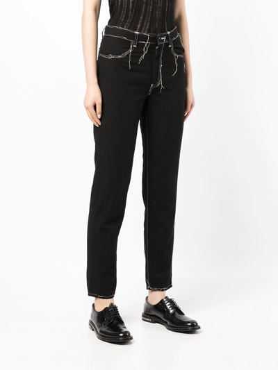 Shop Y's Contrast-stitch Jeans In Schwarz