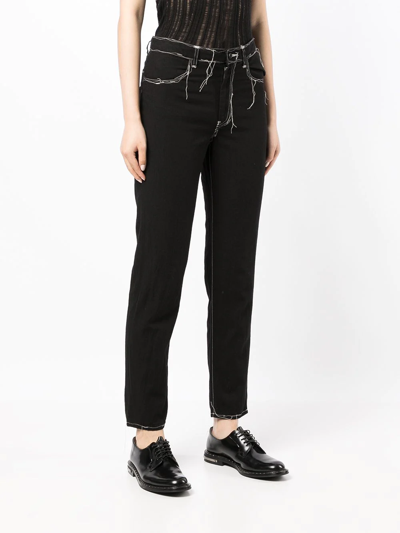 Y's Contrast-stitch Jeans In Schwarz
