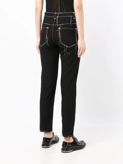 Y's Contrast-stitch Jeans In Schwarz