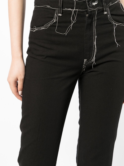 Y's Contrast-stitch Jeans In Schwarz