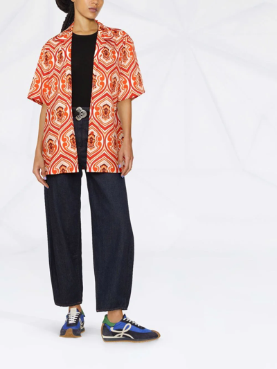 Etro Women's Rocket Printed Cotton Shirt In Orange