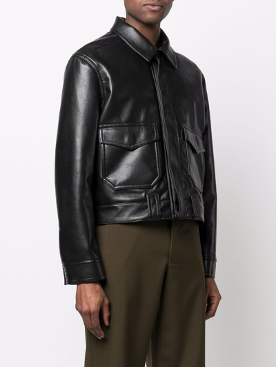 Shop Nanushka Point-collar Leather Jacket In Schwarz