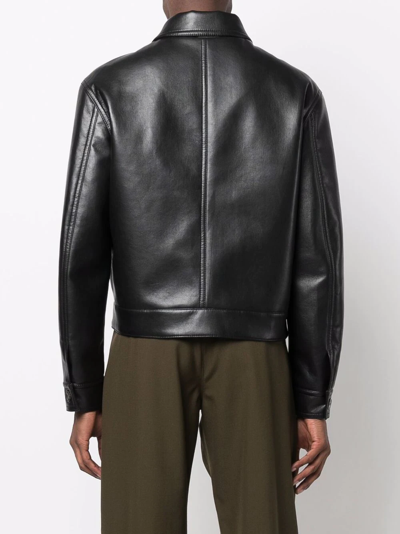 Shop Nanushka Point-collar Leather Jacket In Schwarz